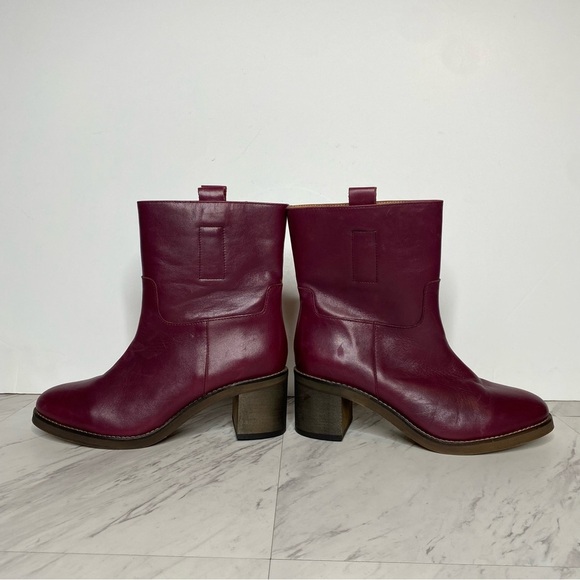 Free People Tabby Mulberry Leather Heeled Ankle Boot 38 1/2 - Picture 7 of 15